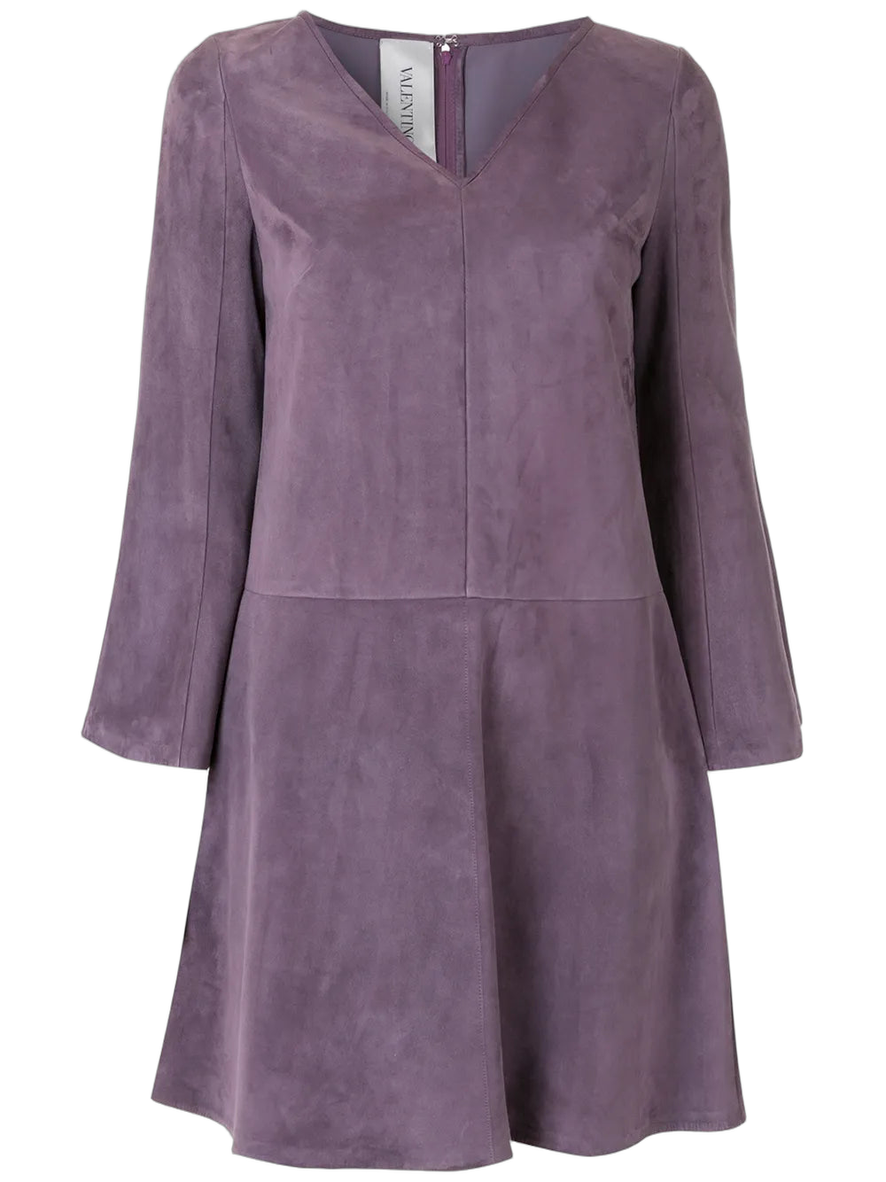Suede Panelled Flared Dress — Purple
