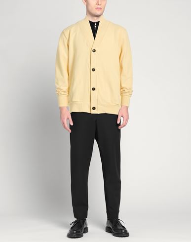 Man Cardigan Pastel yellow Size M Cotton
