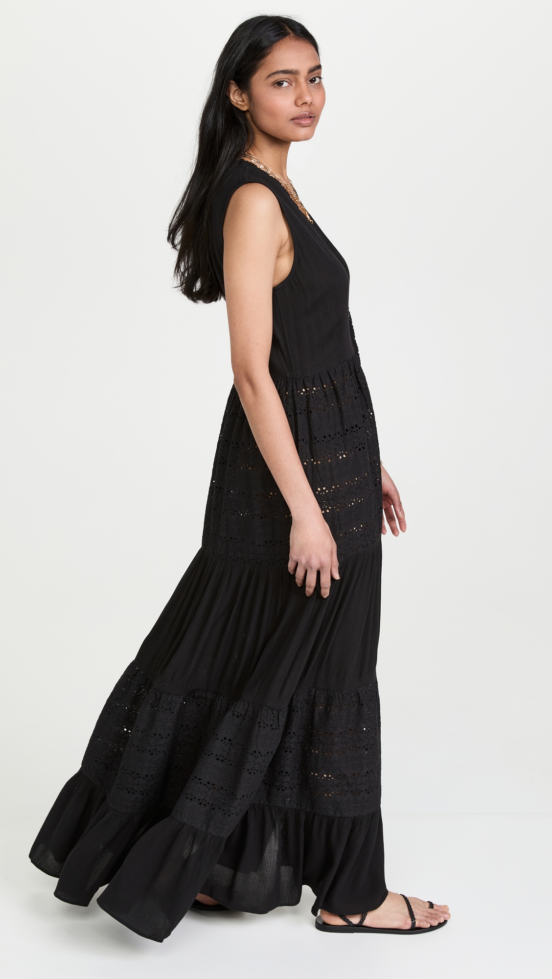Eyelet Maxi Dress Black
