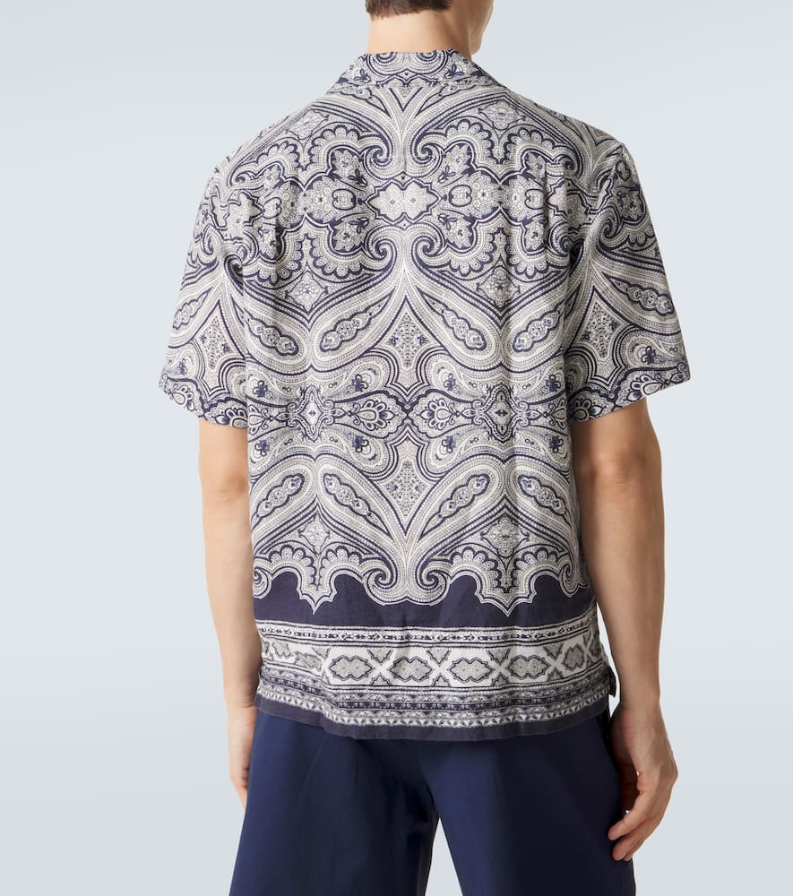 Maitan paisley linen bowling shirt