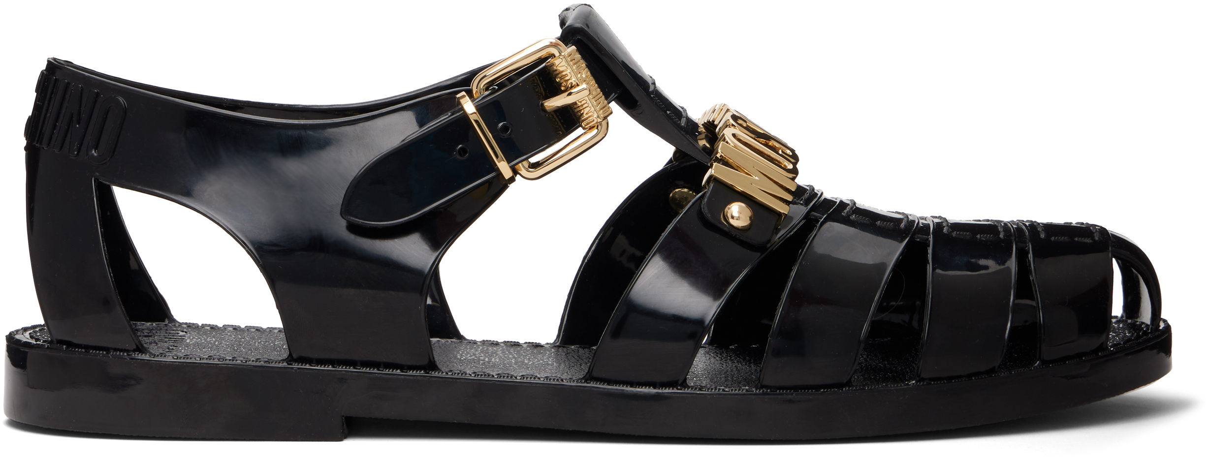 Black Jelly Logo Lettering Sandals