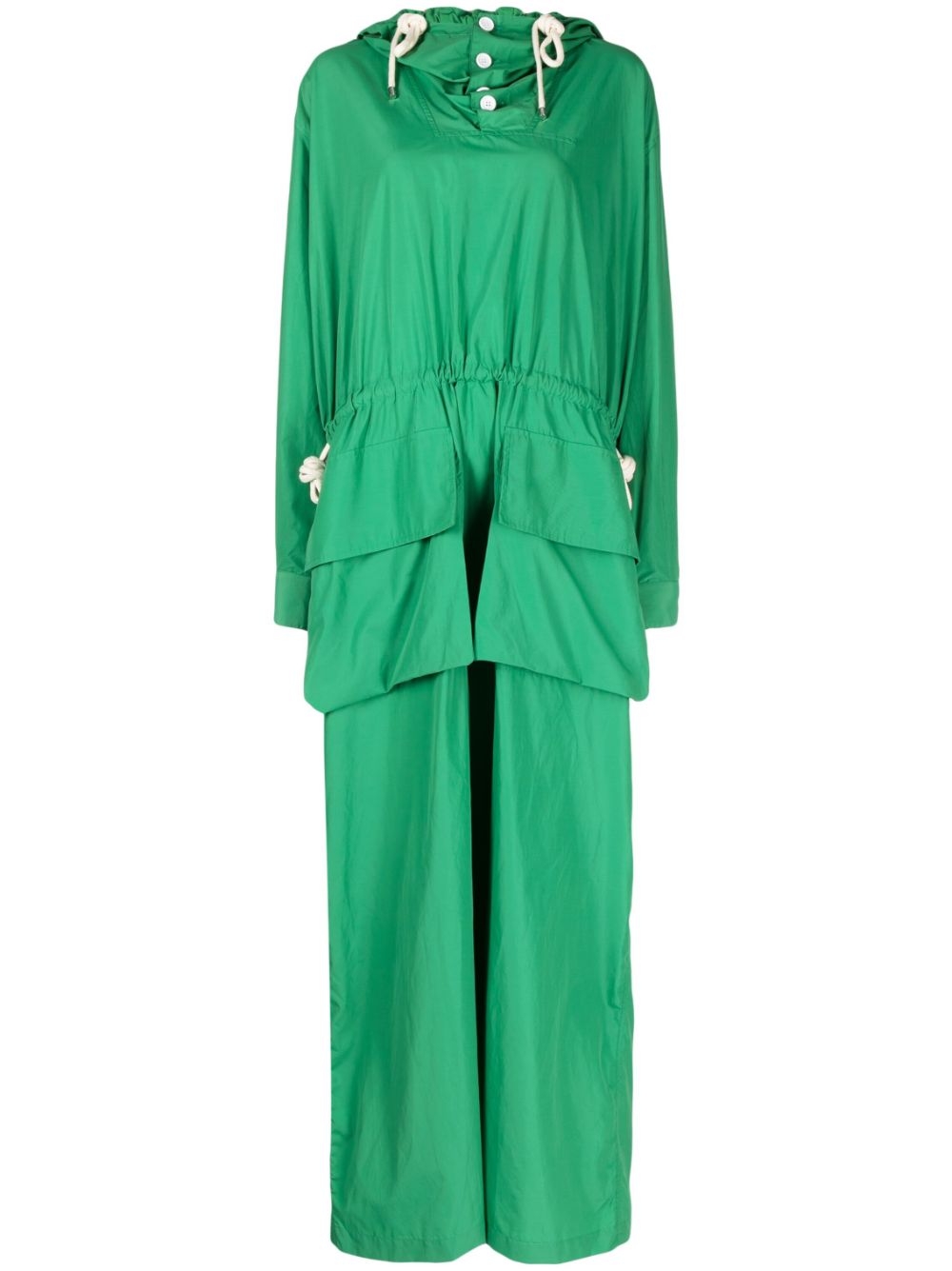 Layered long-sleeve maxi dress - Green