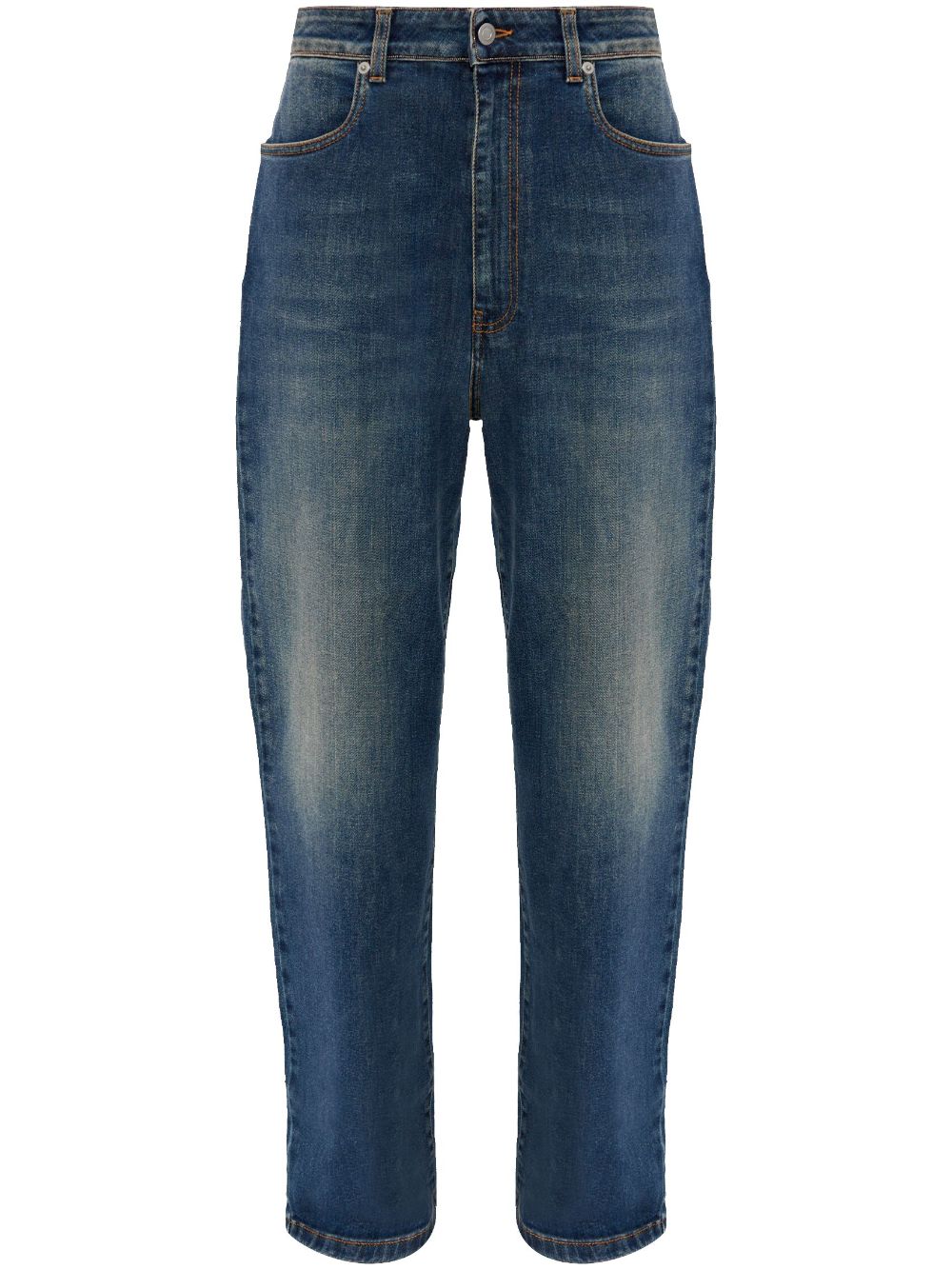 Stretch-cotton straight-leg jeans - Blue