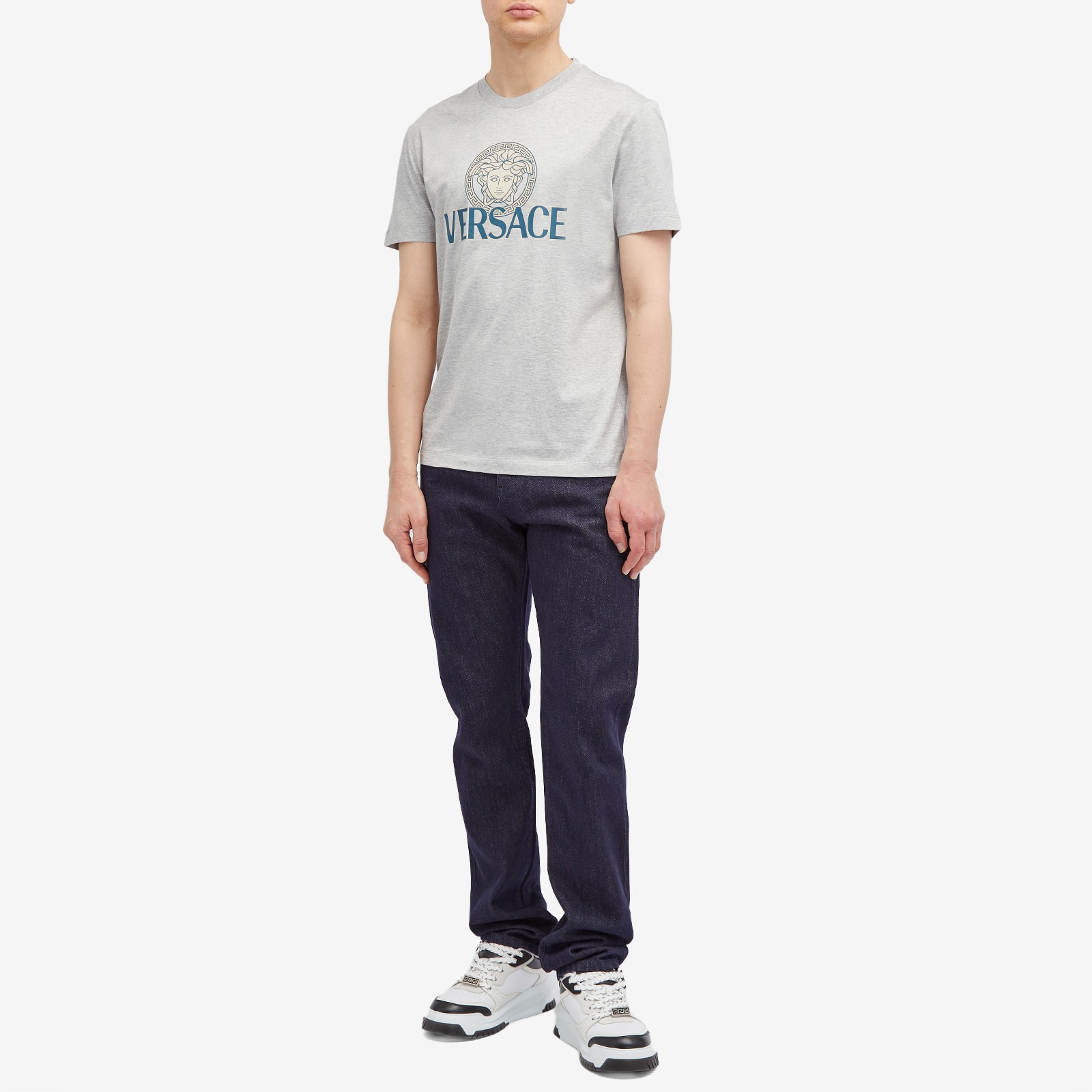 Men's Reactive Embroidered Denim Jeans in Dark Blue