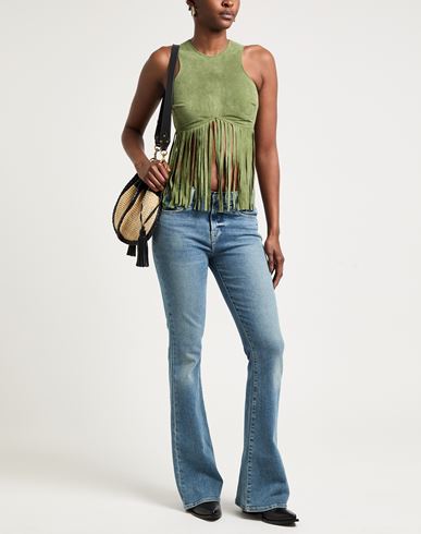 Woman Top Green Size 4 Leather