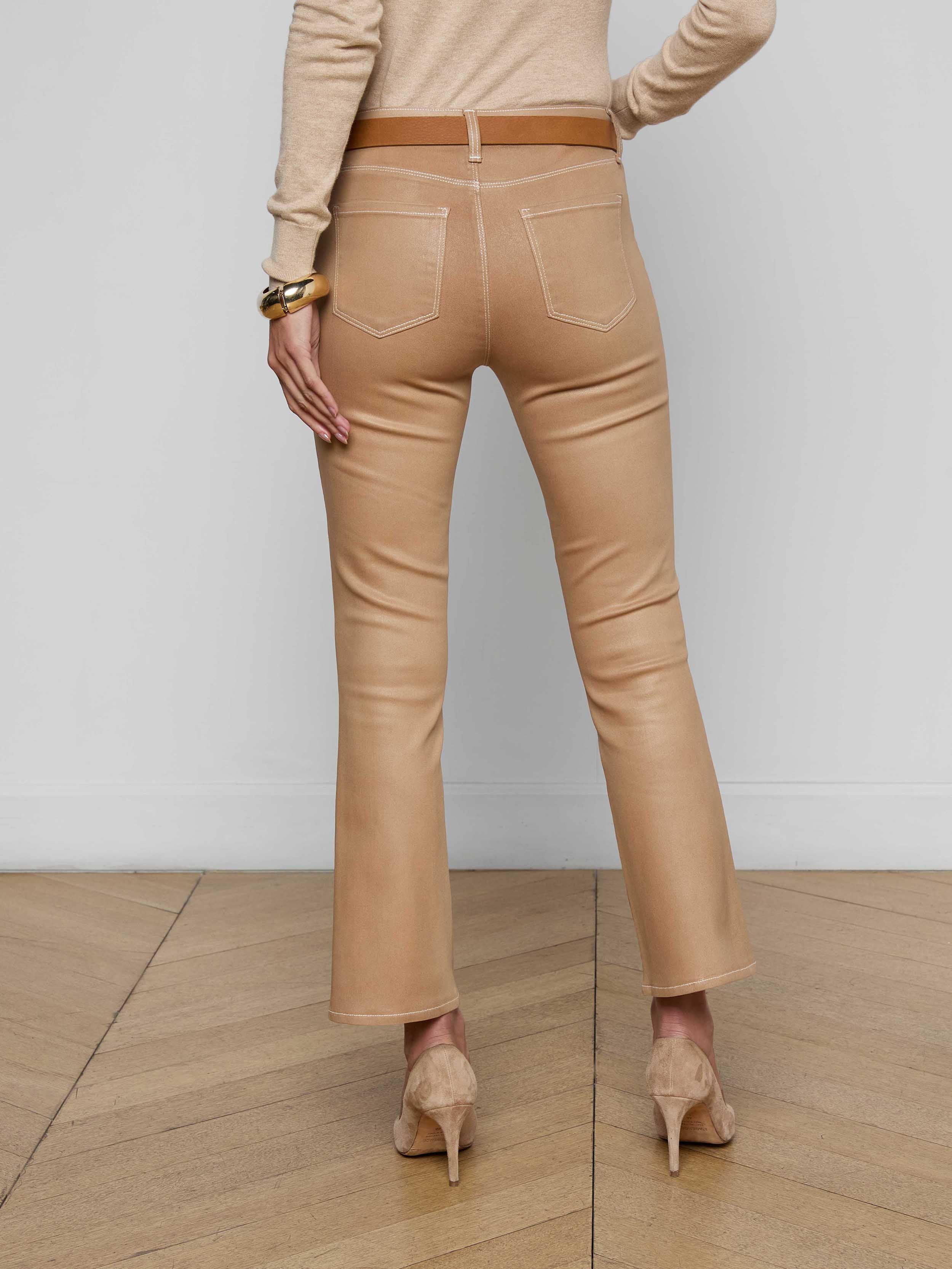 Tati Coated Bootcut Jean In Light Chai Latte/white Contrast Coated