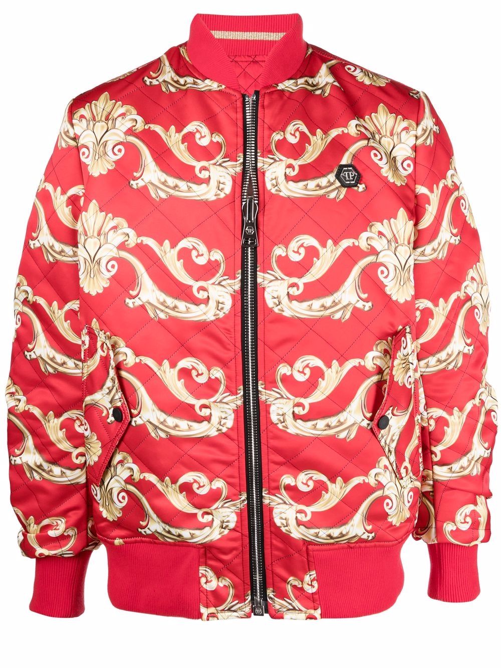Baroque pattern-print bomber jacket - Red