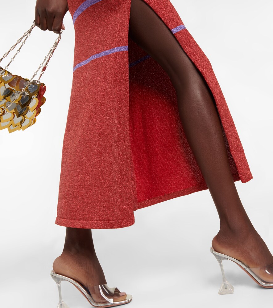 Rabanne Striped metallic knit maxi dress