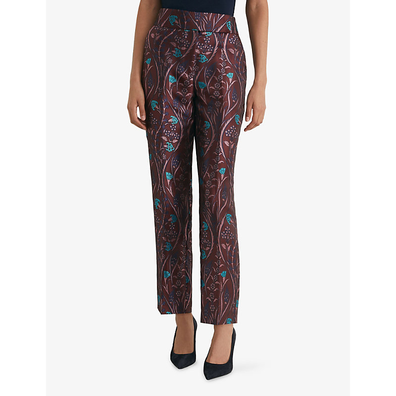 Womens Zayla Jacquard Tapered-Leg Woven Trousers