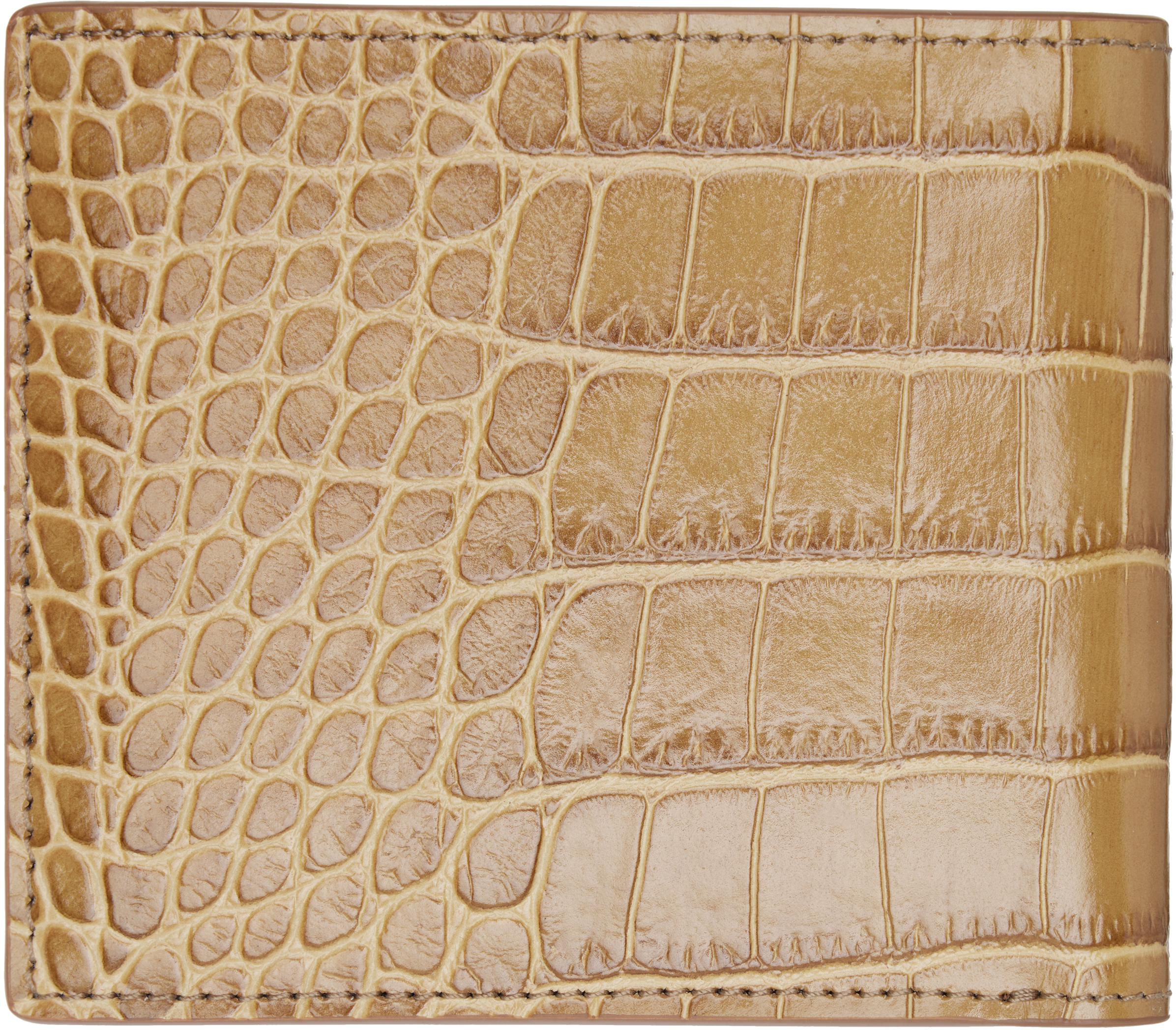 Tan Shiny Croc 'T Line' Classic Bifold Wallet