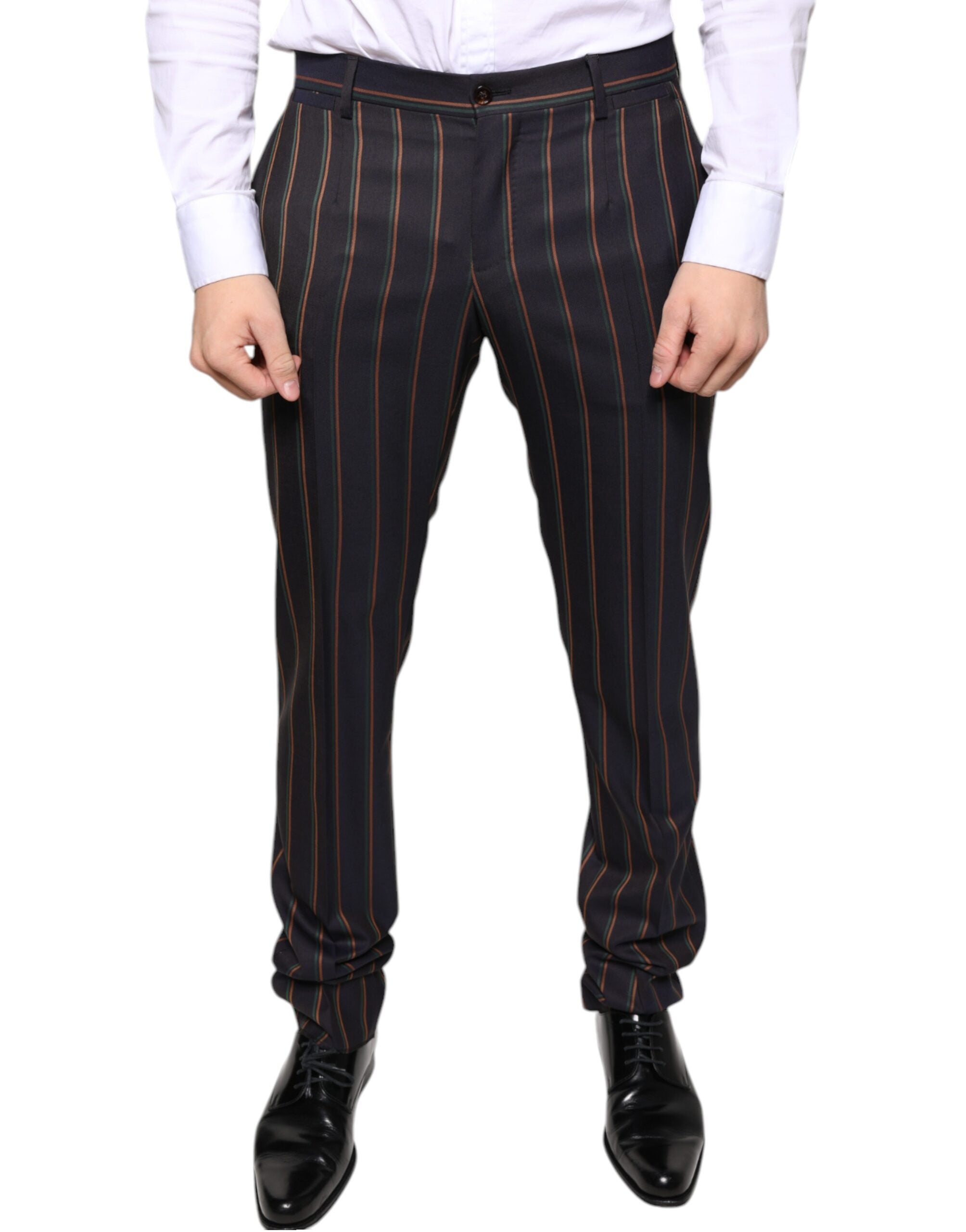 Striped Virgin Wool Trousers — Black