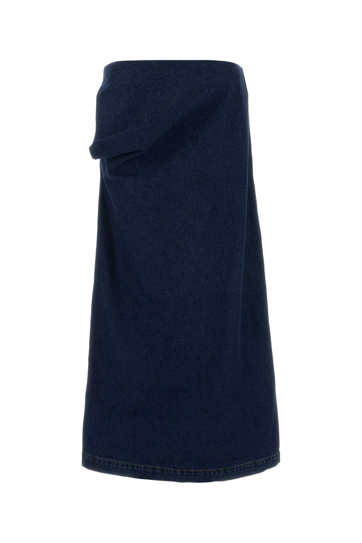 Cotton Wrap Skirt — Navy