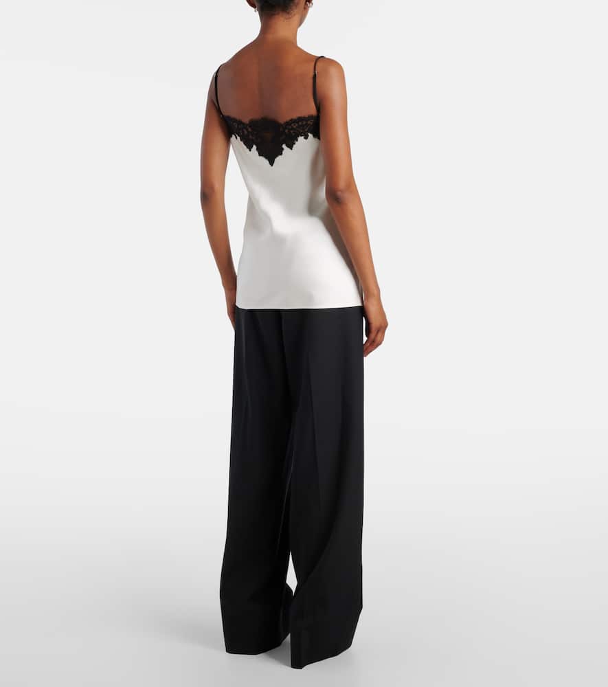 Lace-trimmed satin camisole