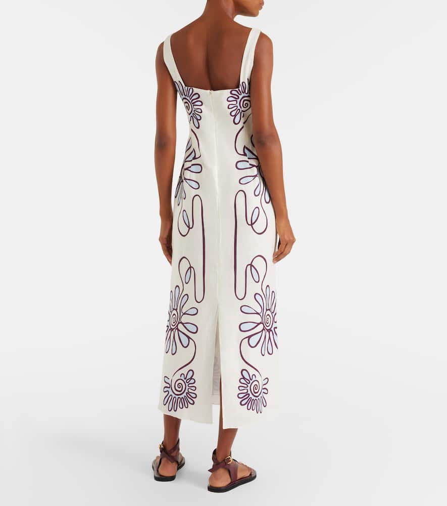 Amaranta printed linen midi dress
