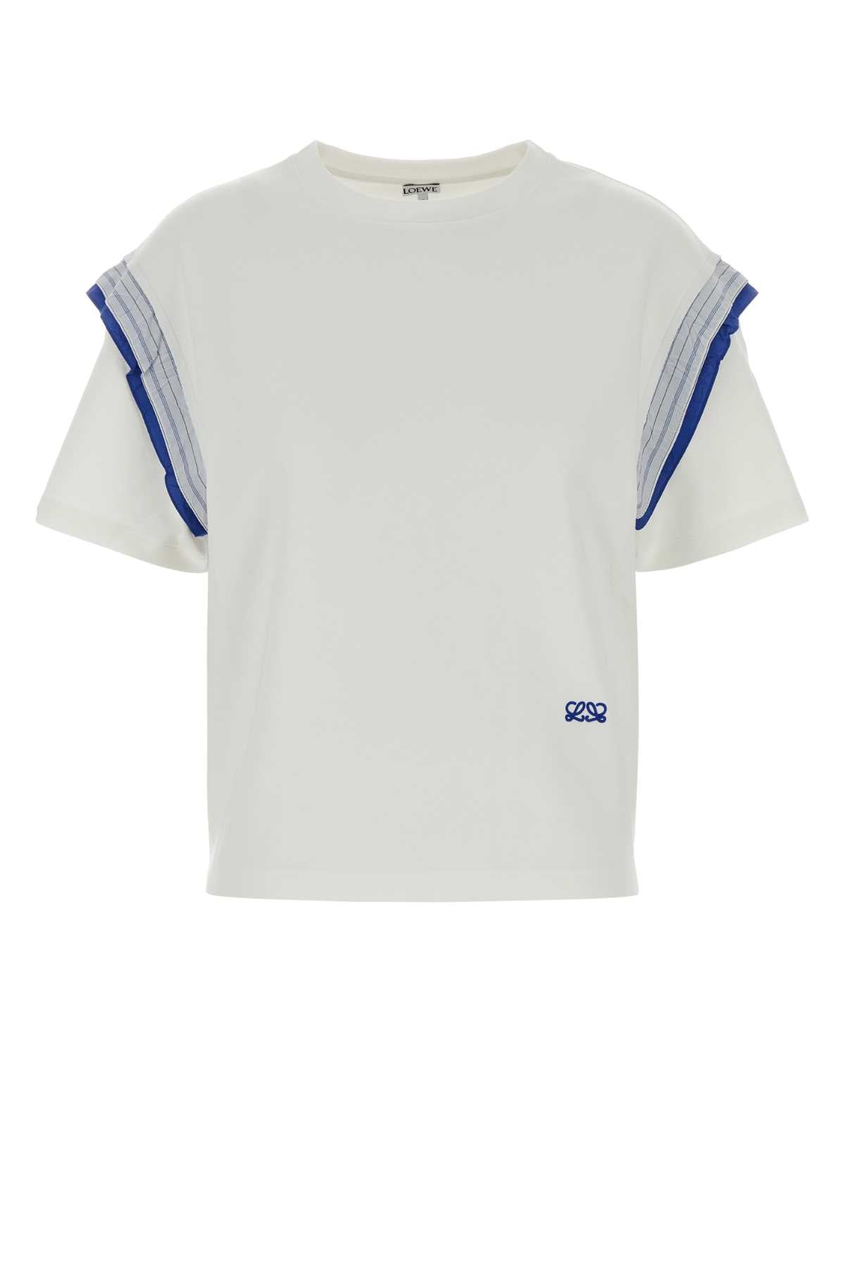 Ribbed Nylon Trim T-Shirt — White