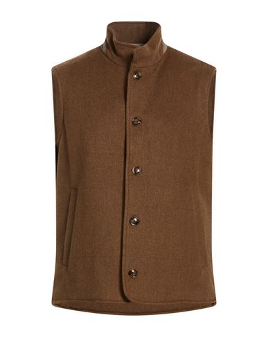 Man Vest Light brown Size 38 Virgin Wool