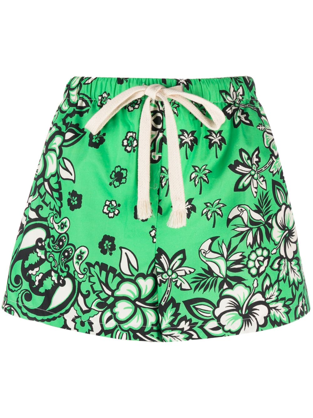 Floral-print drawstring shorts - Green