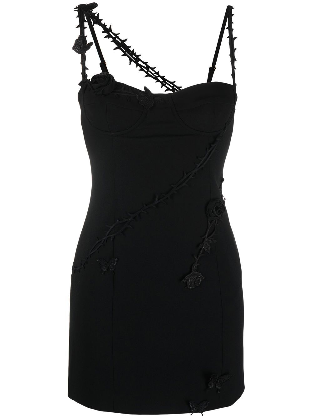 Rose appliqué minidress - Black