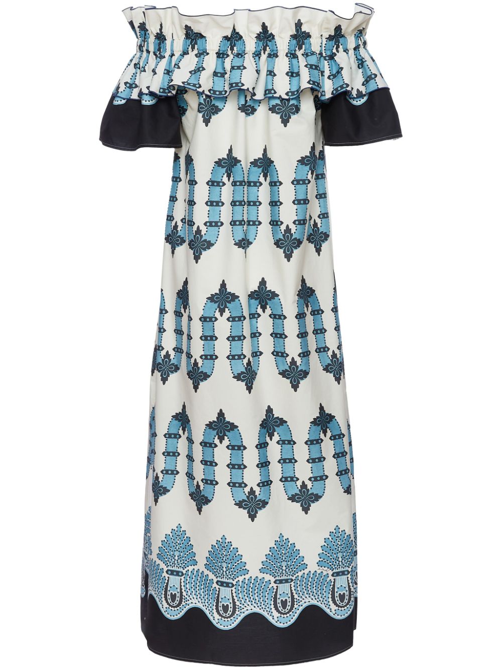 Breakfast off-shoulder dress - Blue