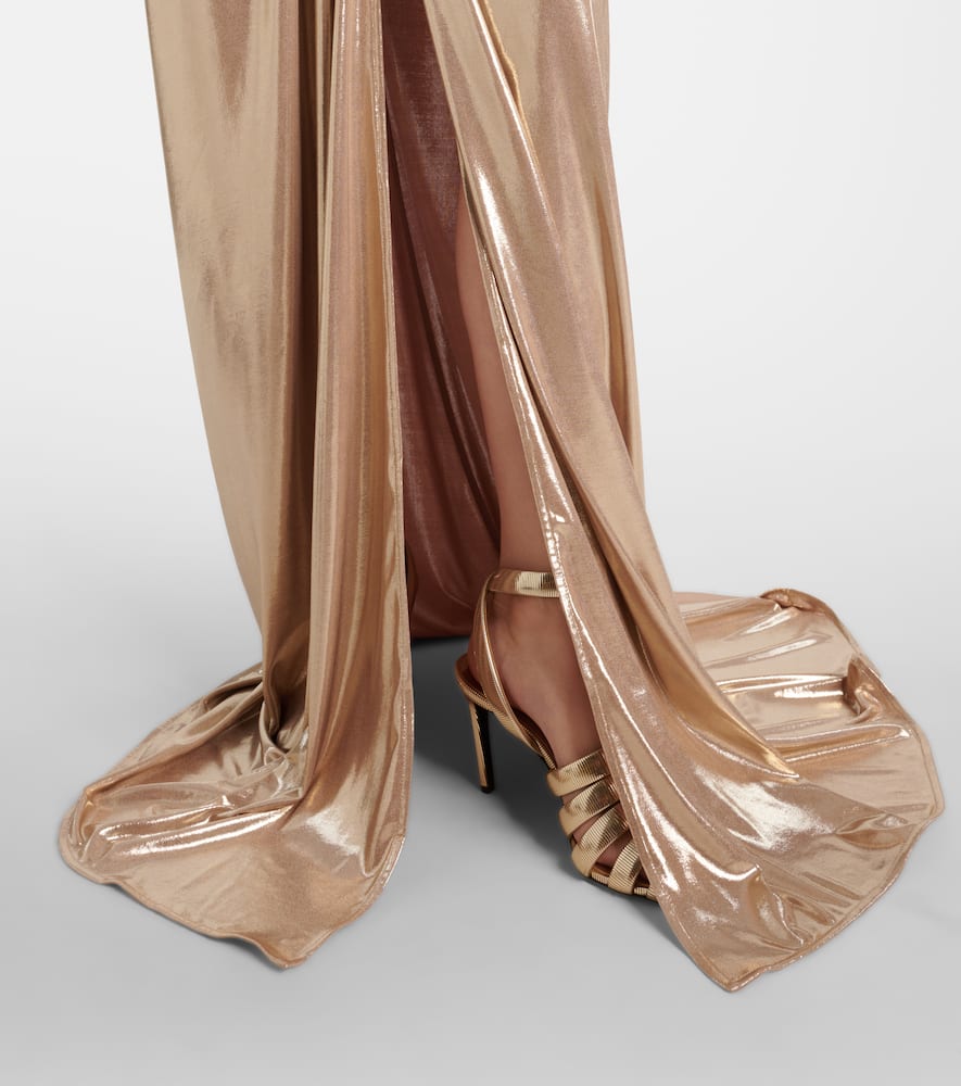 Latitude gathered ruffled gown