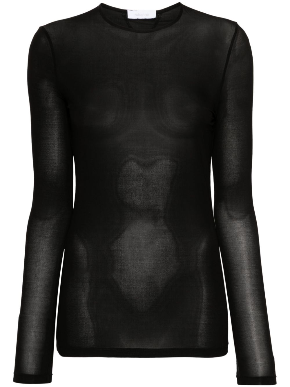 Semi-sheer long-sleeve T-shirt - Black