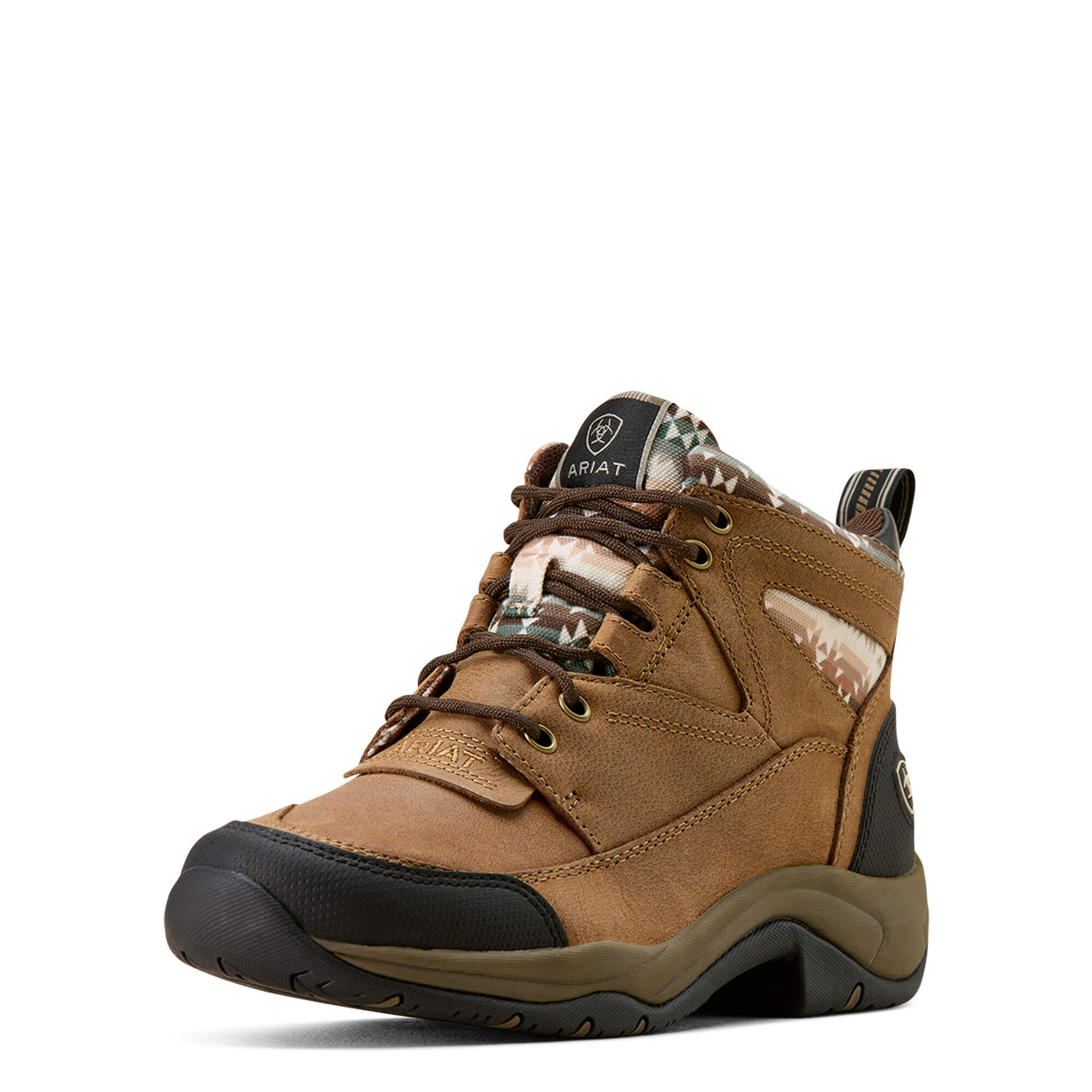 Women's Terrain Boots in Dark Tan Natural Southwest Print Leather, B Medium Width, Size 3, by
