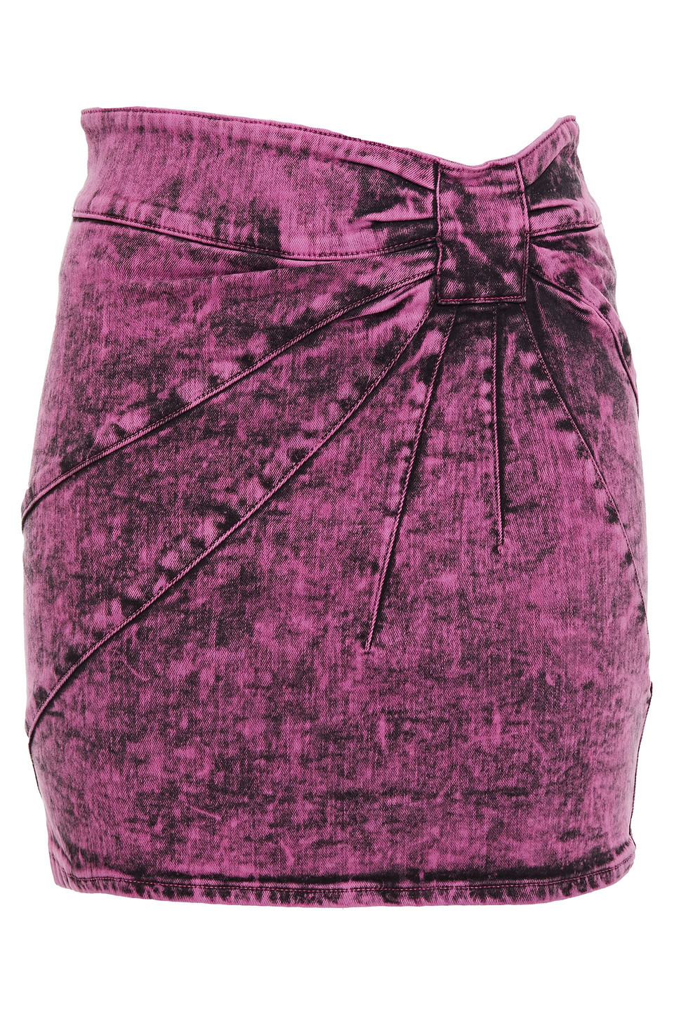 Ruched tie-dyed denim mini skirt - Purple - IT 38
