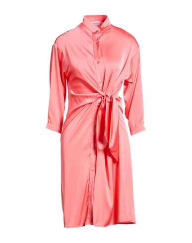 Woman Midi dress Coral Size 6 Polyester, Elastane