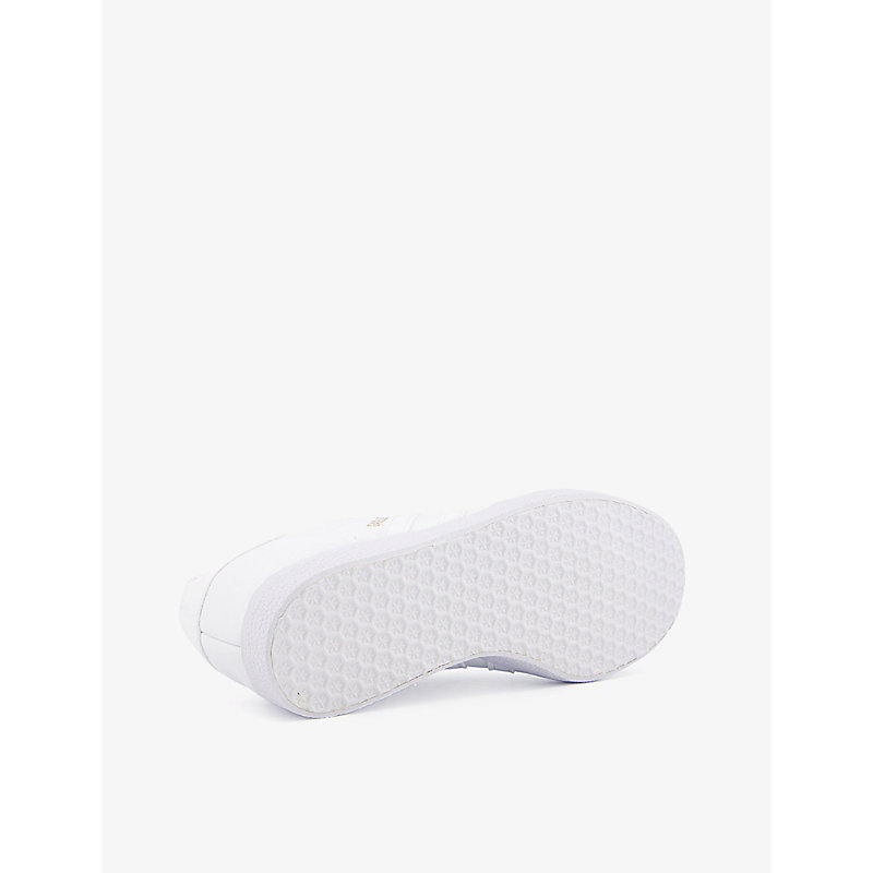 Mens White White Gazelle Lace-up Leather Trainers