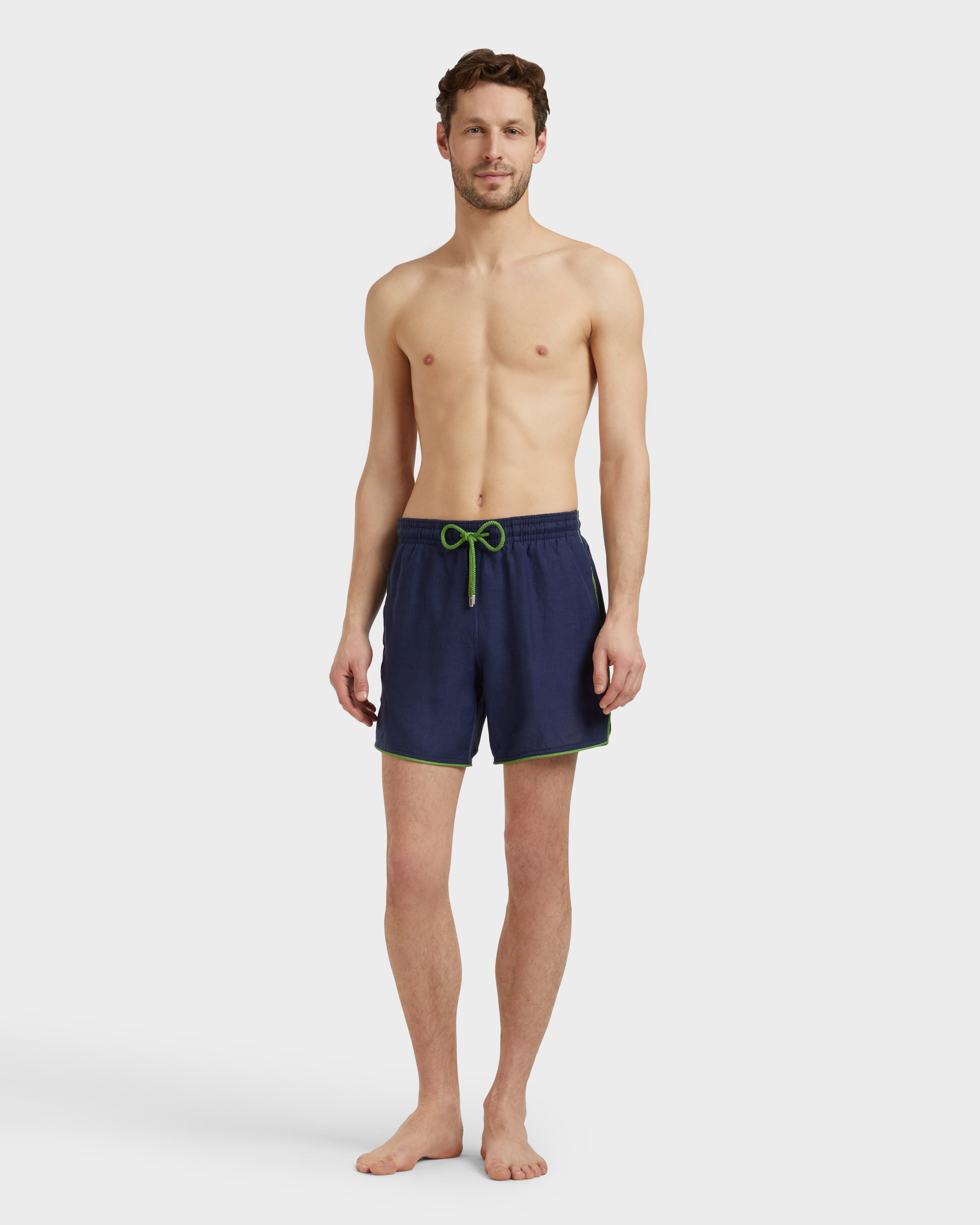 Men Linen Swim Shorts Solid - Mdb - Mallorca - Blue