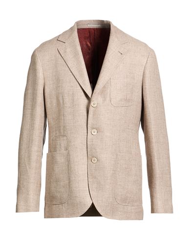 Man Blazer Light brown Size 42 Linen, Virgin Wool, Silk