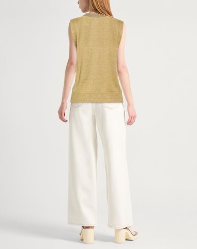 Woman Sweater Khaki Size L Linen, Cotton
