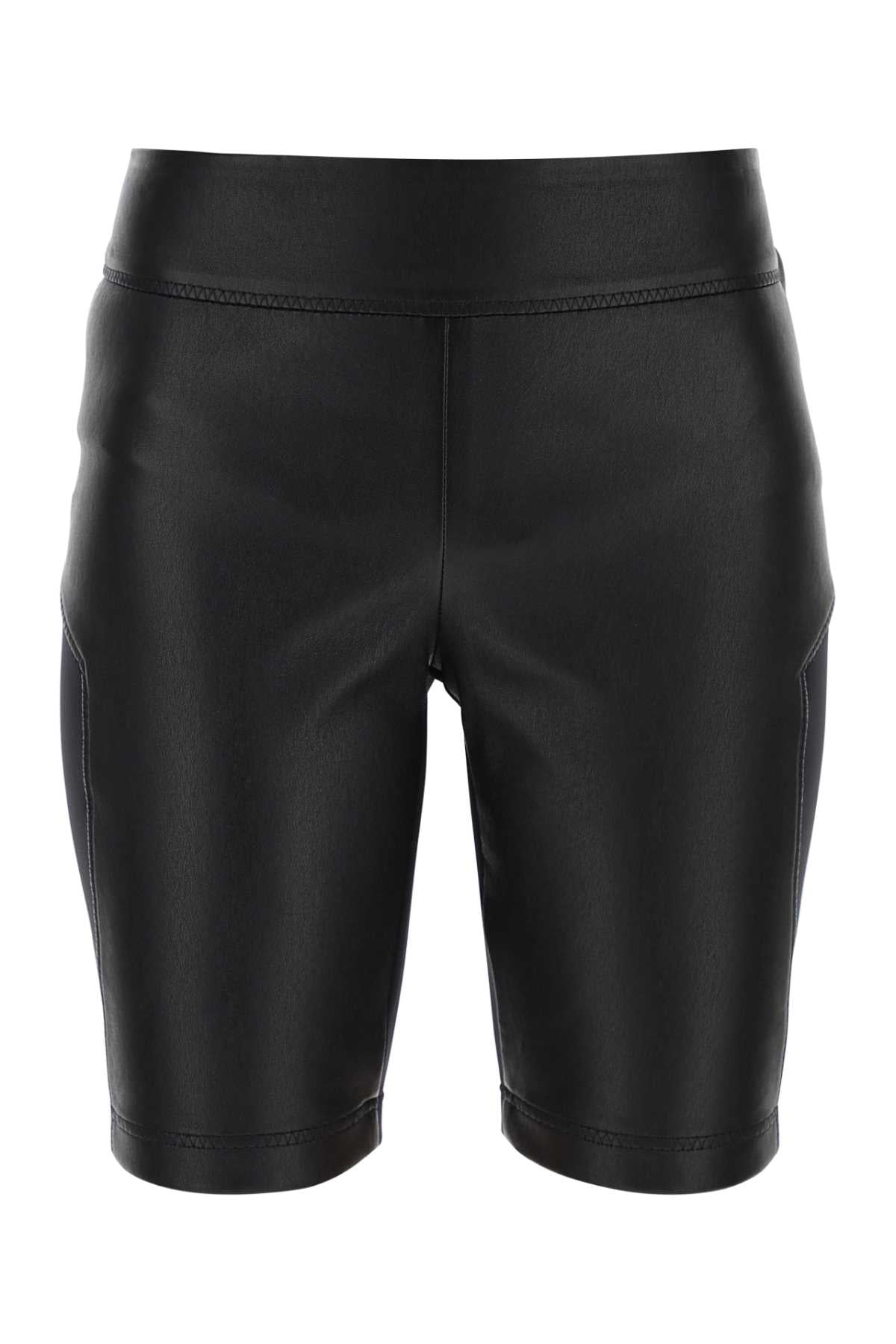 Leather and Nylon Blend Leggings — Black