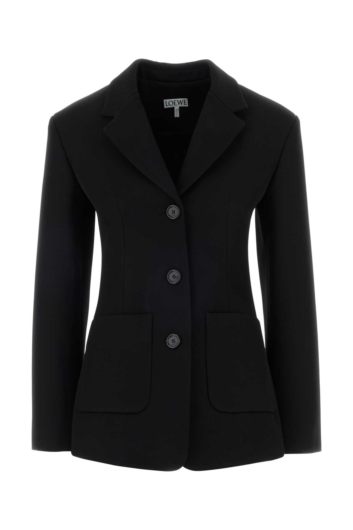 Wool-Viscose Blazer — Black