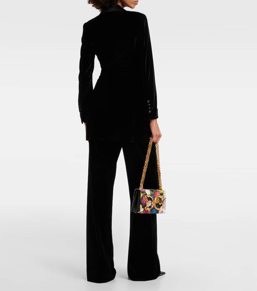 Double-breasted velvet blazer
