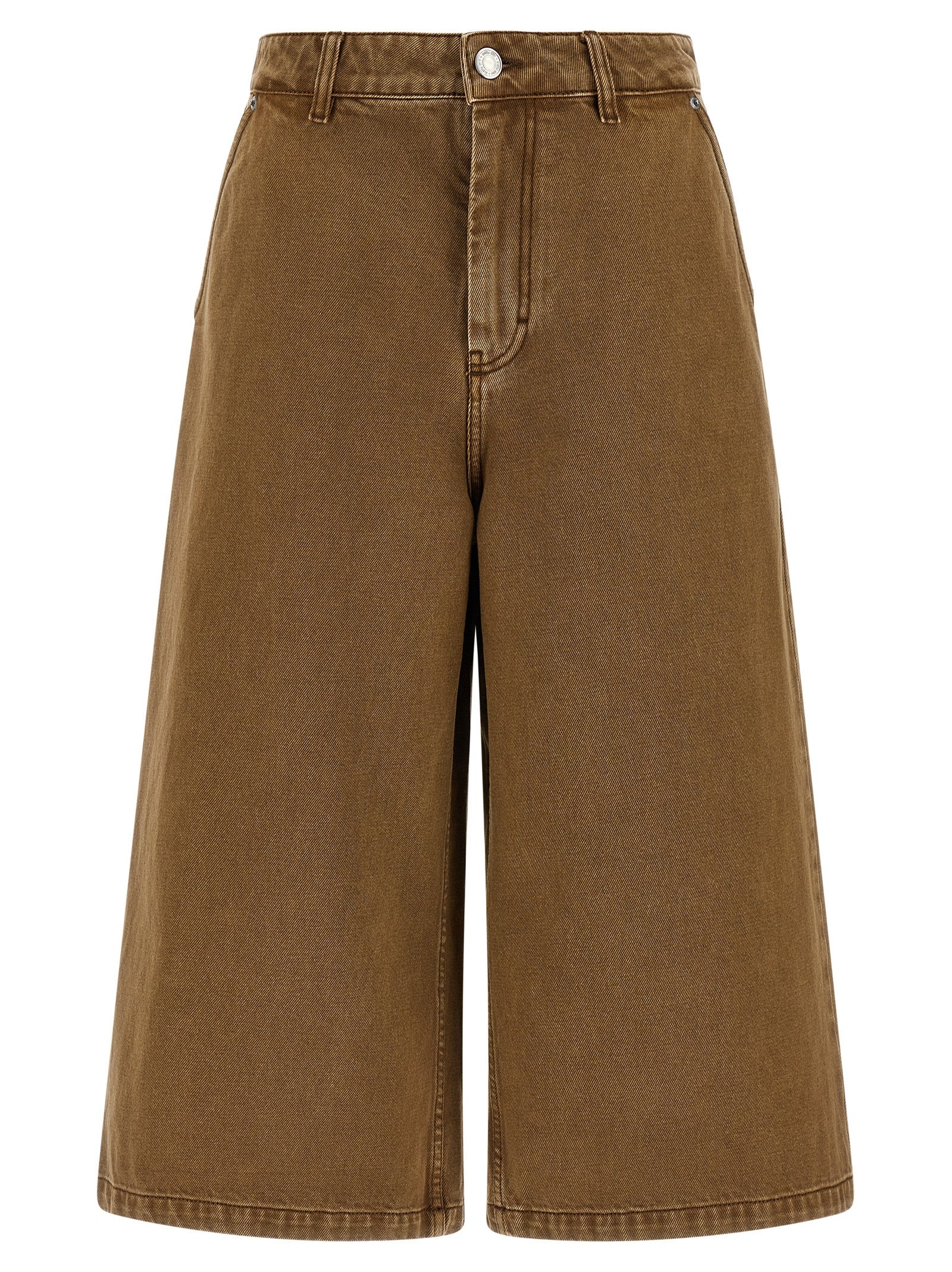 Garment-Dyed Cotton Bermuda Shorts — Brown