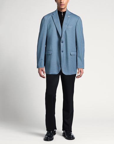 Man Blazer Slate blue Size 48 Polyester, Viscose, Elastane