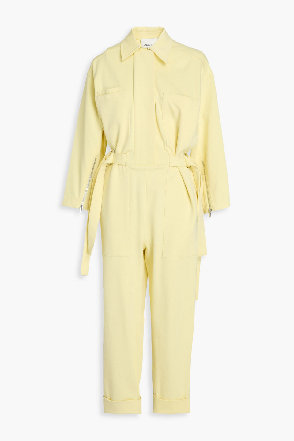 Cropped stretch-twill jumpsuit - Yellow - XS