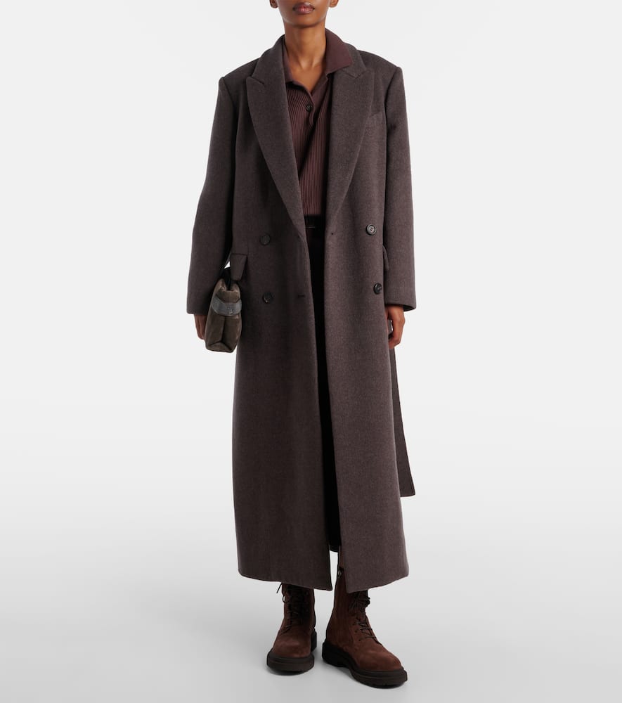 Wool and cashmere wrap coat