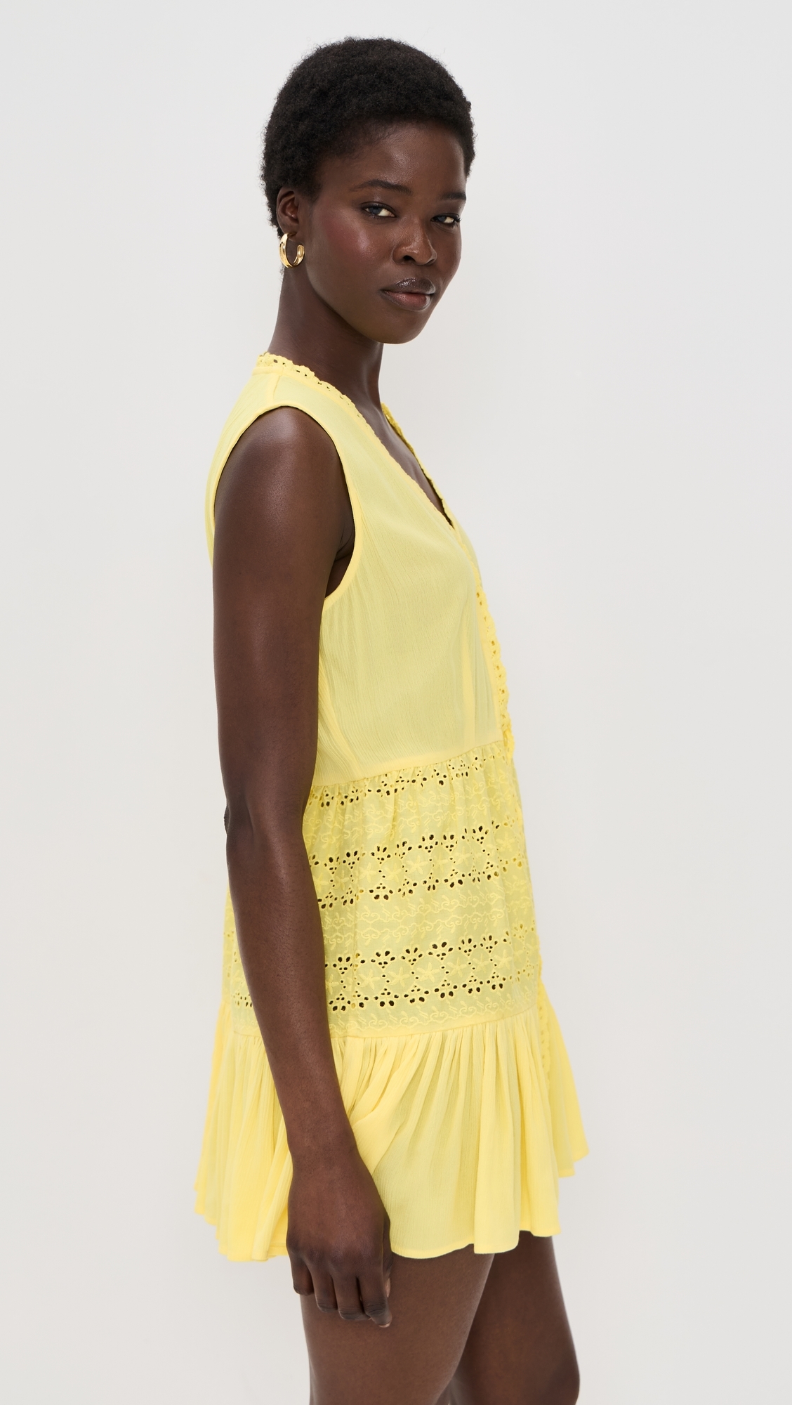 Playa Lucila Eyelet Mini Dress Butter Yellow