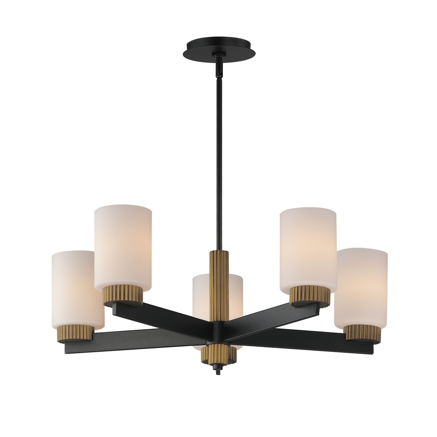 Ruffles 5-Light Chandelier in Black with Antique Bra