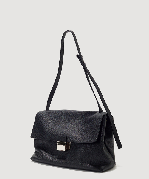 Delfi Large Satchel Shoulder Bag Black