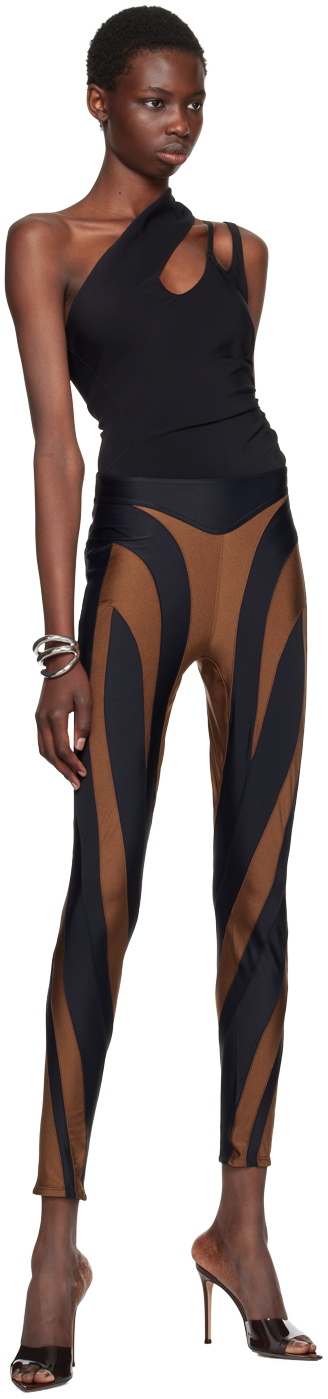 Mugler Brown & Black Spiral Leggings