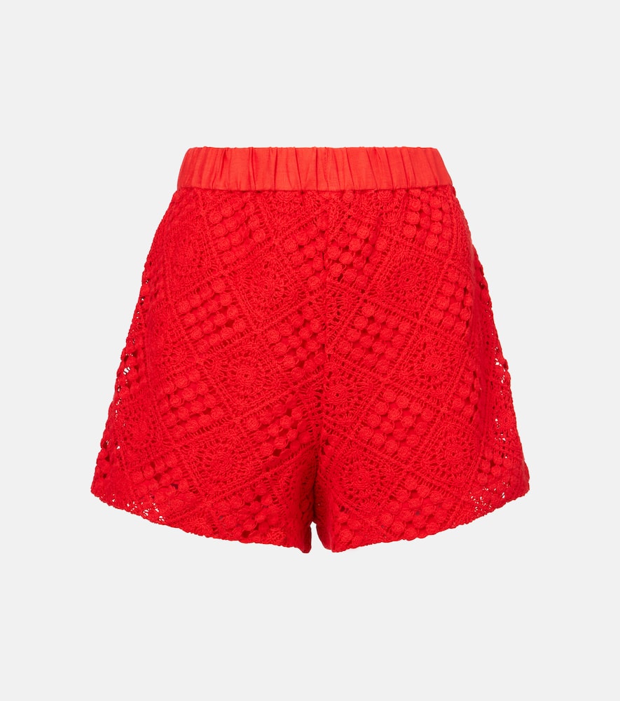 Crochet high-rise cotton-blend shorts
