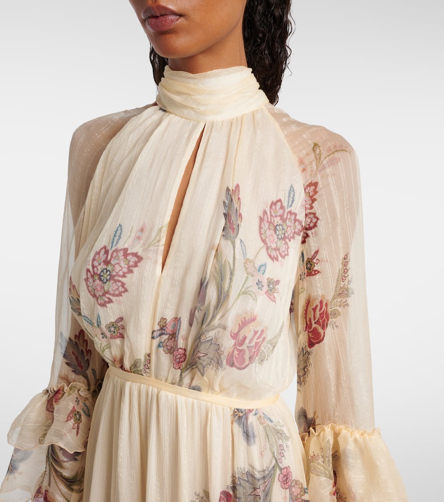 Floral silk crepon gown