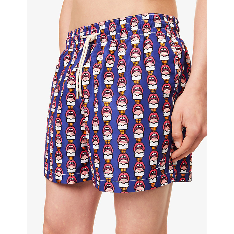 Arrels Barcelona 남성 Mens Navy Lick Me Craig Printed Swim Shorts S 75521241