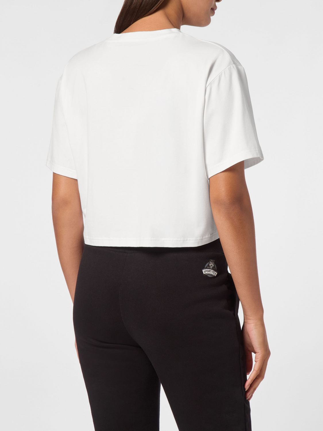 Cropped crew-neck T-shirt - Grey