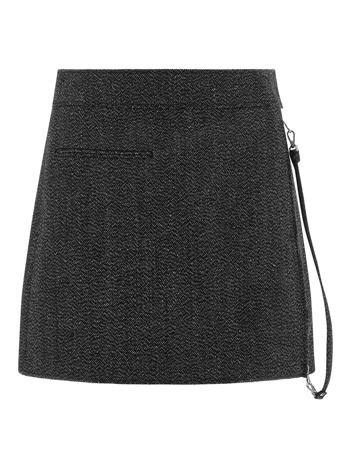 Zipped Caviar Mini Skirt