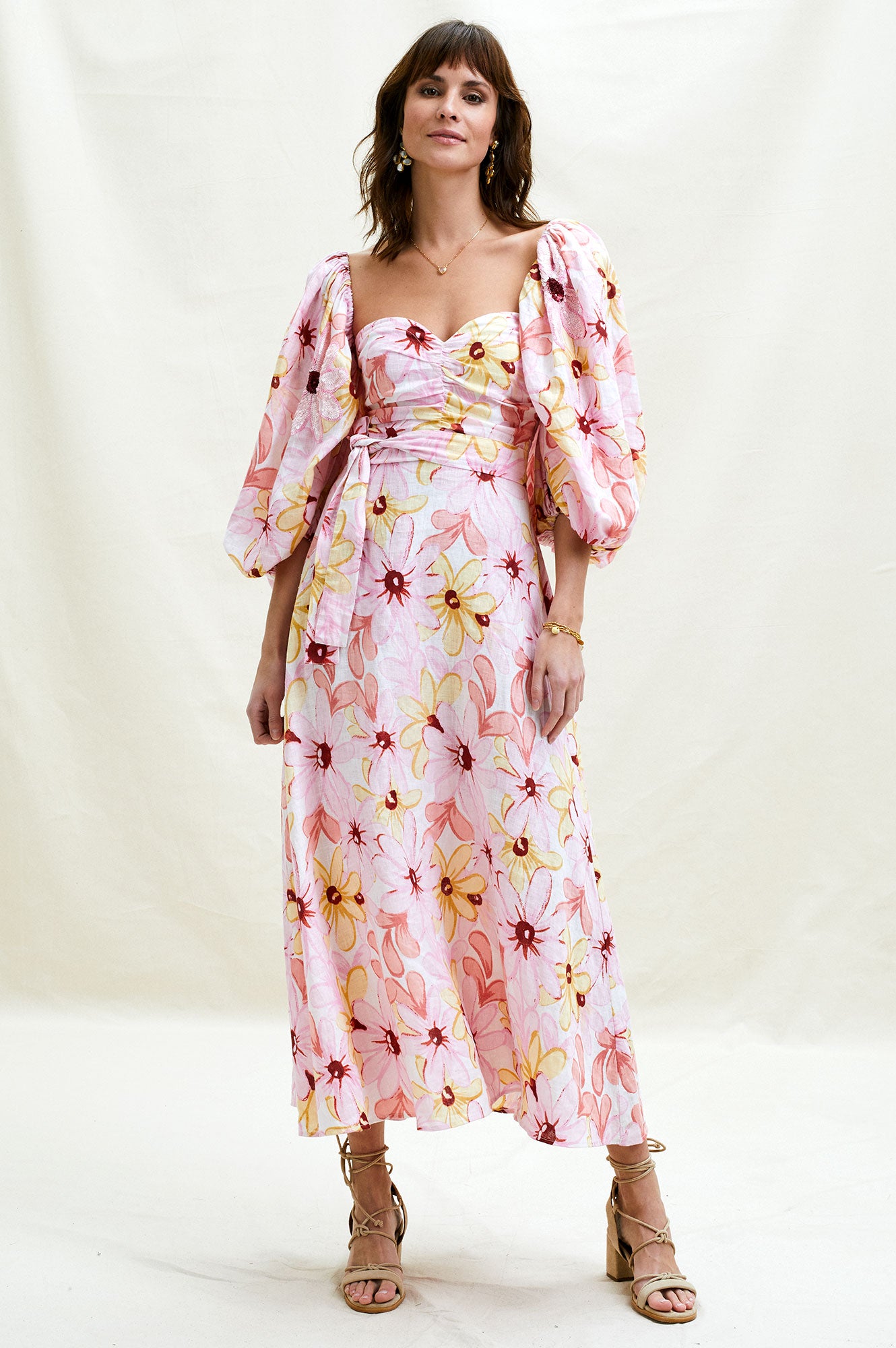 Emilia Linen Maxi Dress | Pink