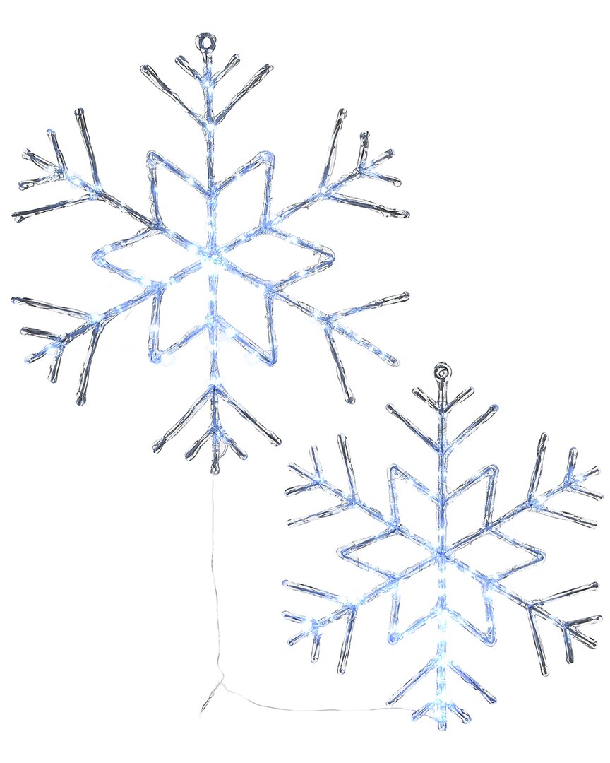 6-Point Star Ice Crystal Snowflake Pair With Led Lights